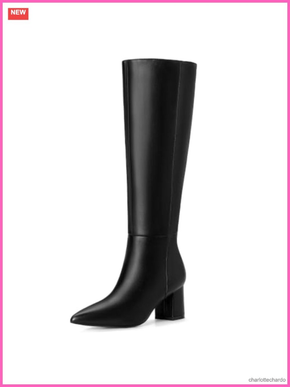 Knee High Tall Boots for Women Pointed Toe Low Chunky Heel ZIPPER FALL